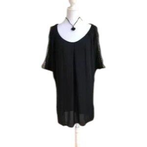 Joie Dress Silk Black Sheath Wide Sleeves (M)